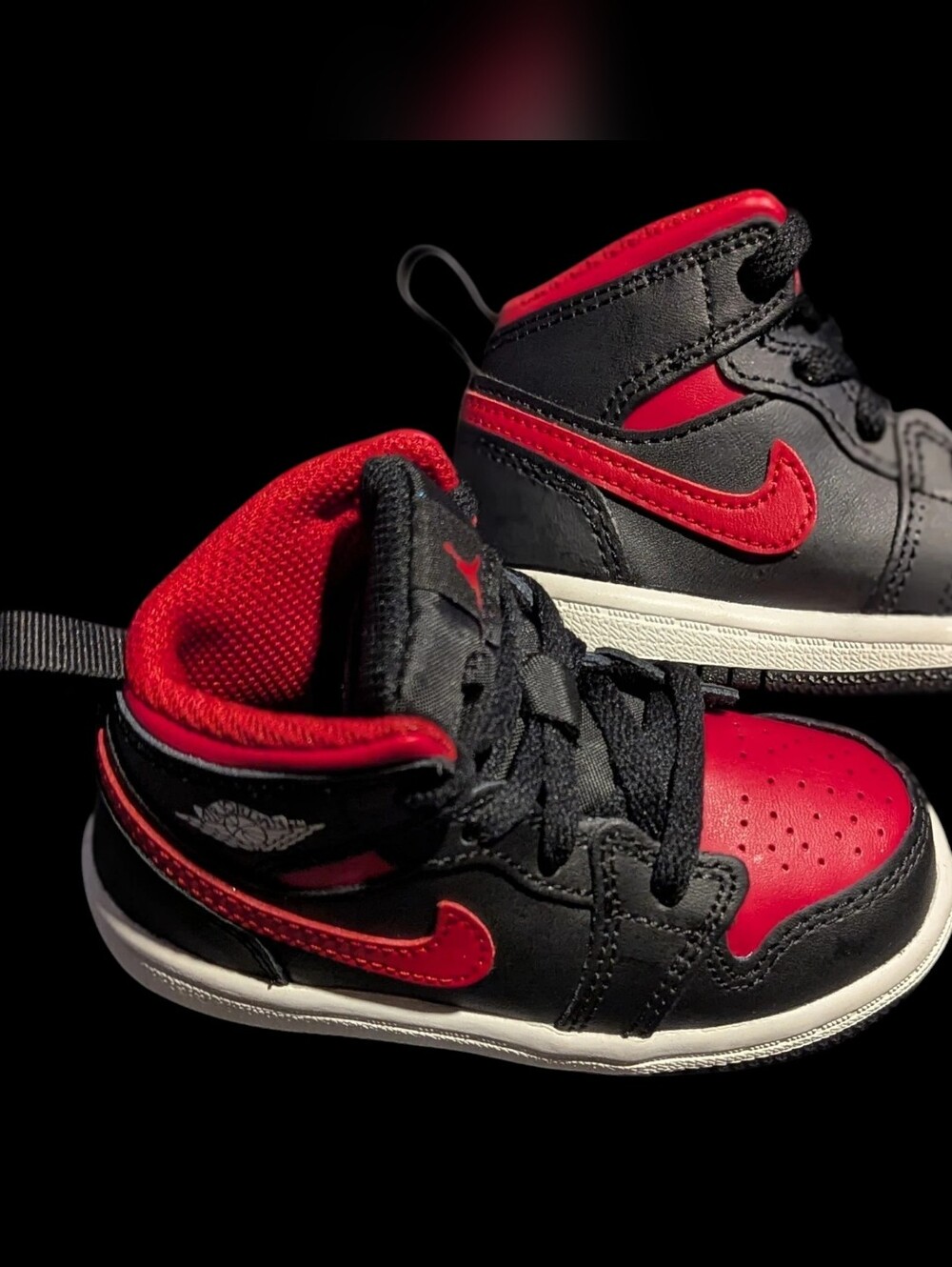 Jordan 1 Mid Toddler Sneaker in Bred Twist